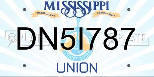 DN5I787 Mississippi License Plate