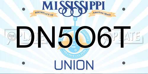 DN5O6T Mississippi License Plate