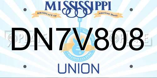 DN7V808 Mississippi License Plate