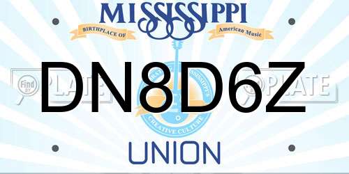 DN8D6Z Mississippi License Plate