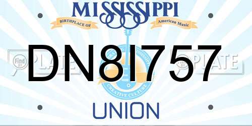 DN8I757 Mississippi License Plate