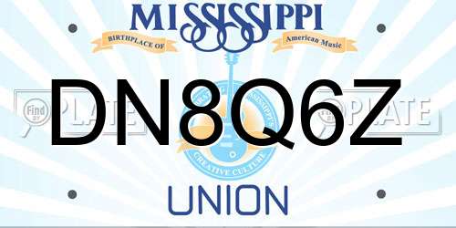 DN8Q6Z Mississippi License Plate
