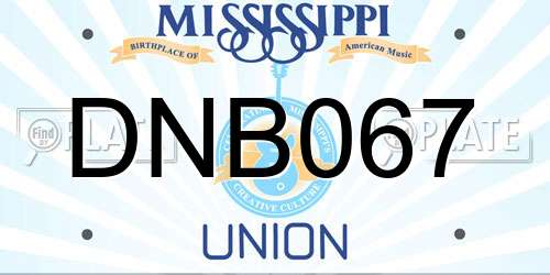 DNB067 Mississippi License Plate