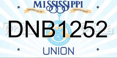 DNB1252 Mississippi License Plate
