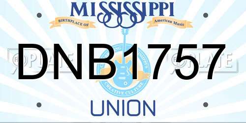 DNB1757 Mississippi License Plate