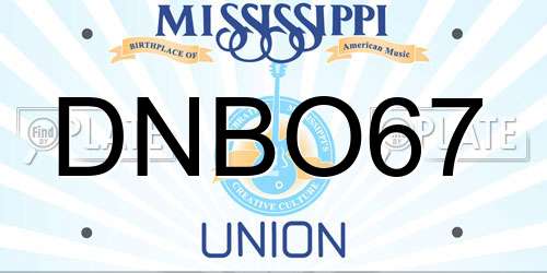 DNBO67 Mississippi License Plate