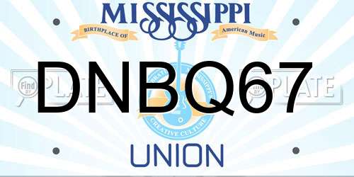 DNBQ67 Mississippi License Plate