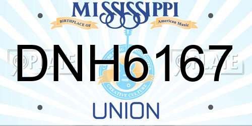 DNH6167 Mississippi License Plate