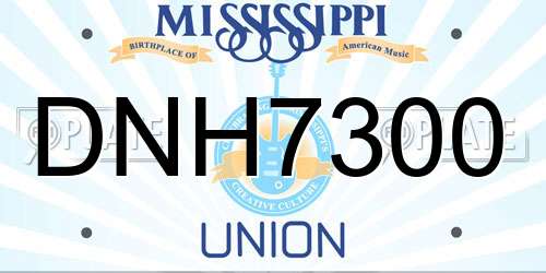 DNH7300 Mississippi License Plate