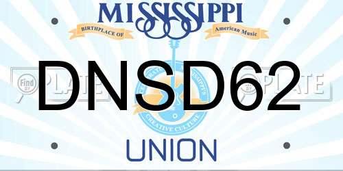 DNSD62 Mississippi License Plate
