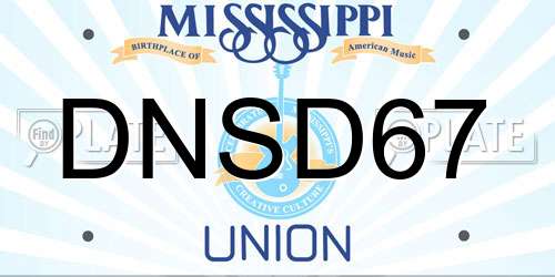 DNSD67 Mississippi License Plate