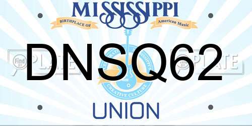 DNSQ62 Mississippi License Plate