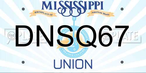DNSQ67 Mississippi License Plate