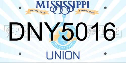 DNY5016 Mississippi License Plate