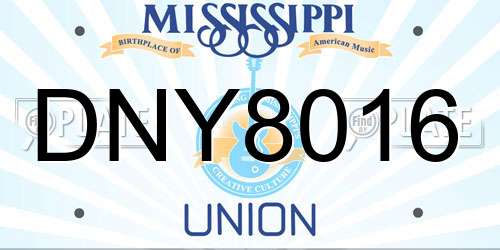 DNY8016 Mississippi License Plate