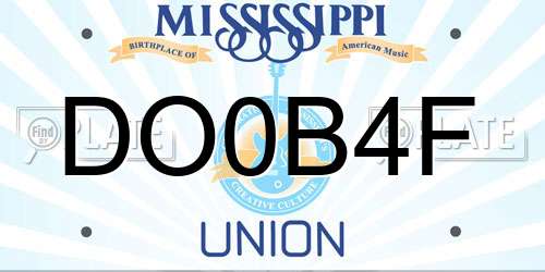 DO0B4F Mississippi License Plate