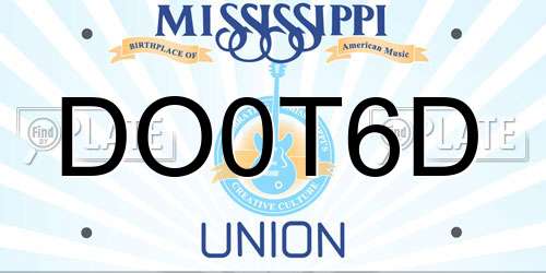 DO0T6D Mississippi License Plate