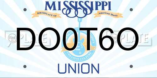 DO0T6O Mississippi License Plate