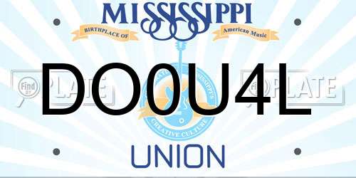 DO0U4L Mississippi License Plate
