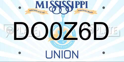 DO0Z6D Mississippi License Plate