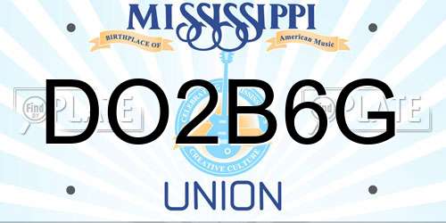 DO2B6G Mississippi License Plate