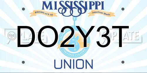 DO2Y3T Mississippi License Plate