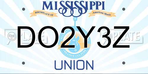 DO2Y3Z Mississippi License Plate