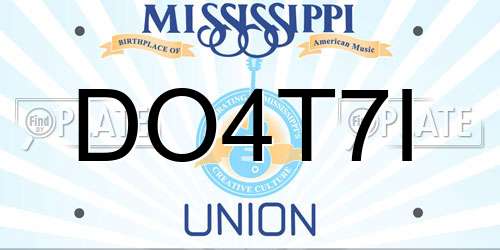 DO4T7I Mississippi License Plate