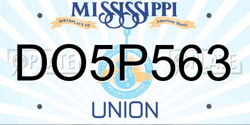 DO5P563 Mississippi License Plate
