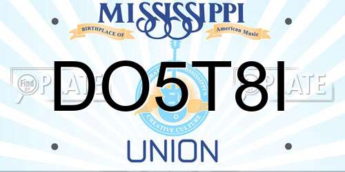 DO5T8I Mississippi License Plate