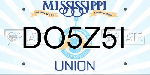 DO5Z5I Mississippi License Plate
