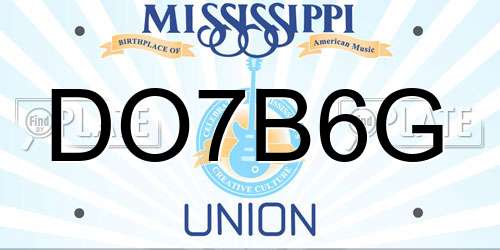 DO7B6G Mississippi License Plate