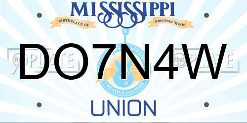 DO7N4W Mississippi License Plate