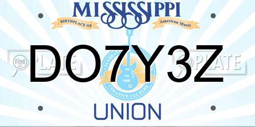DO7Y3Z Mississippi License Plate