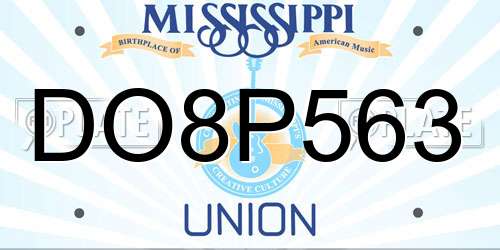 DO8P563 Mississippi License Plate