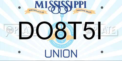 DO8T5I Mississippi License Plate