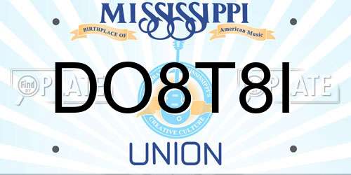 DO8T8I Mississippi License Plate