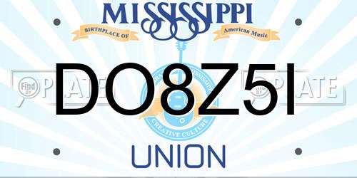 DO8Z5I Mississippi License Plate