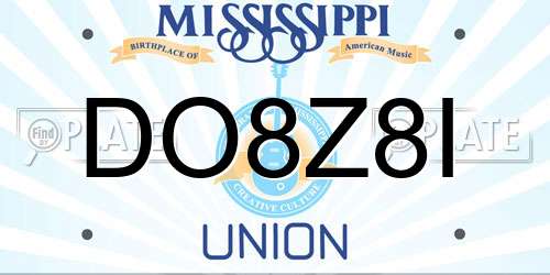 DO8Z8I Mississippi License Plate