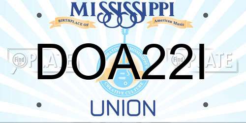 DOA22I Mississippi License Plate
