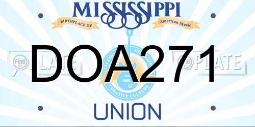 DOA271 Mississippi License Plate