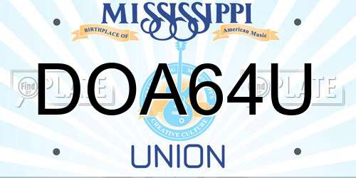 DOA64U Mississippi License Plate