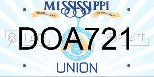 DOA721 Mississippi License Plate