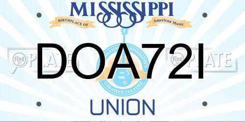 DOA72I Mississippi License Plate