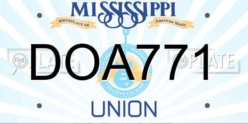 DOA771 Mississippi License Plate