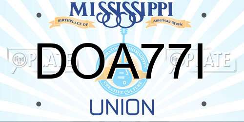 DOA77I Mississippi License Plate