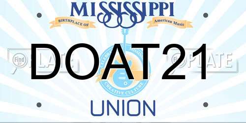 DOAT21 Mississippi License Plate