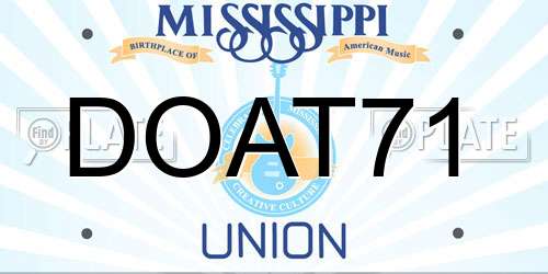 DOAT71 Mississippi License Plate