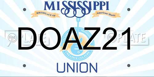 DOAZ21 Mississippi License Plate