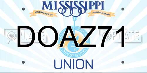 DOAZ71 Mississippi License Plate